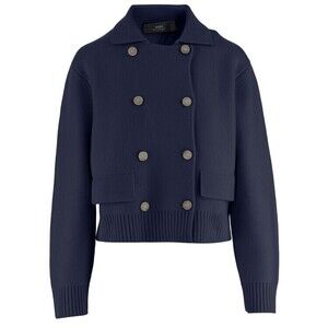 Arch4 Double-Breasted Navy Cashmere Jacket With Classic Collar - NWT